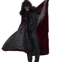 Renaissance Long Burgundy Hooded Cape