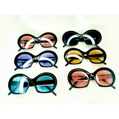 Retro Black Frames With Color Lens Sunglasses