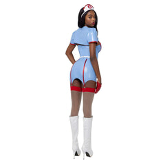 Retro Nurse Blue Vinyl Women's Sexy Costume