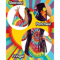 Revolution Hippie Tie Dye Dress w/ Fringe Women's Adult Costume