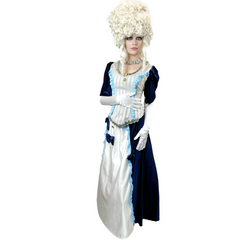 Royal Blue and White Victorian Women's Costume