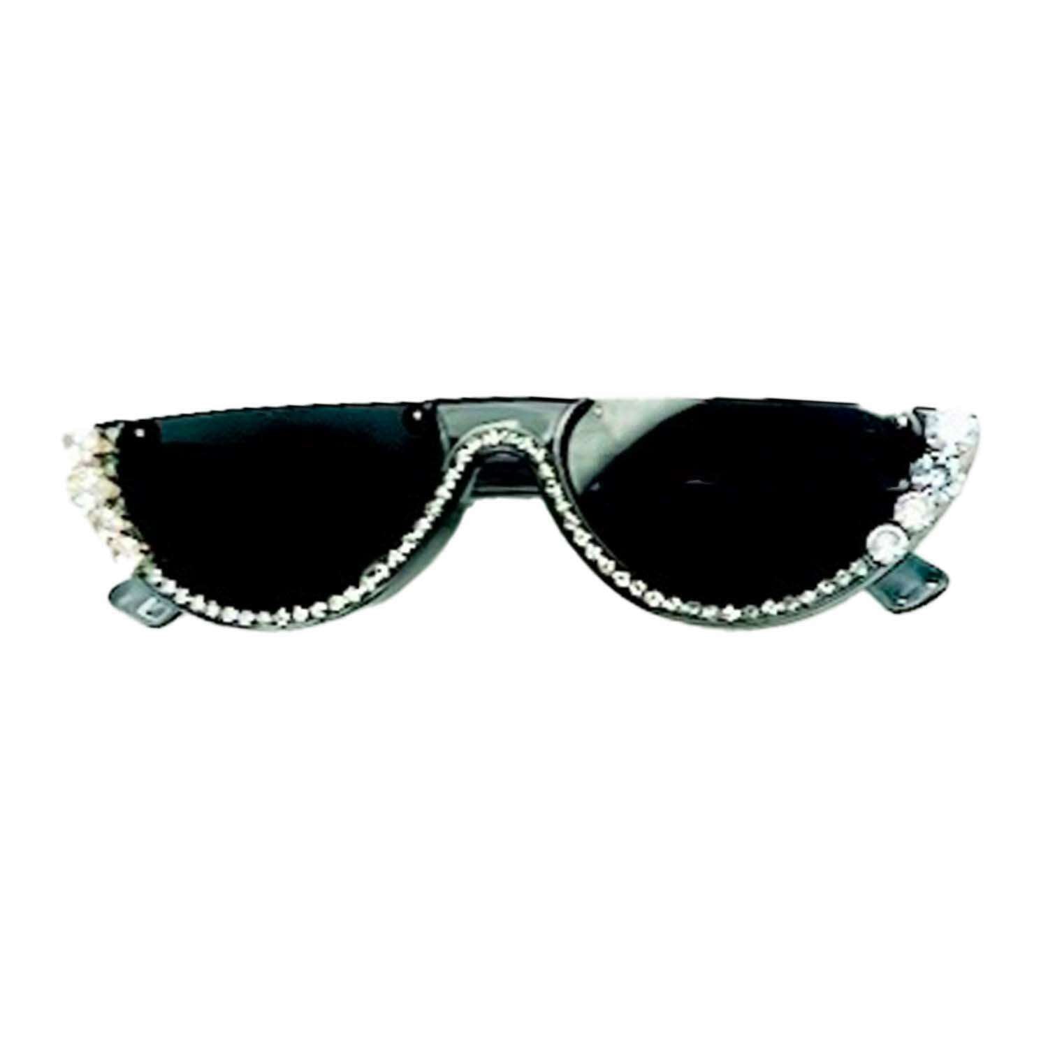 Rhinestone Lines Flat Top Sunglasses