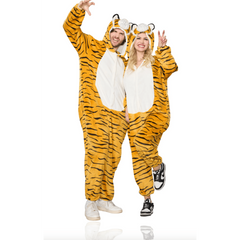 Roar in Comfort: Striped Tiger Pajama Jumpsuit