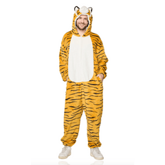 Roar in Comfort: Striped Tiger Pajama Jumpsuit