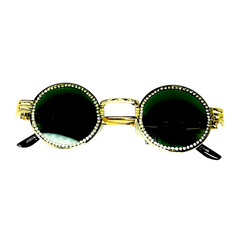 Round Rhinestone Metal Frame Sunglasses