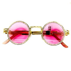Round Rhinestone Metal Frame Sunglasses