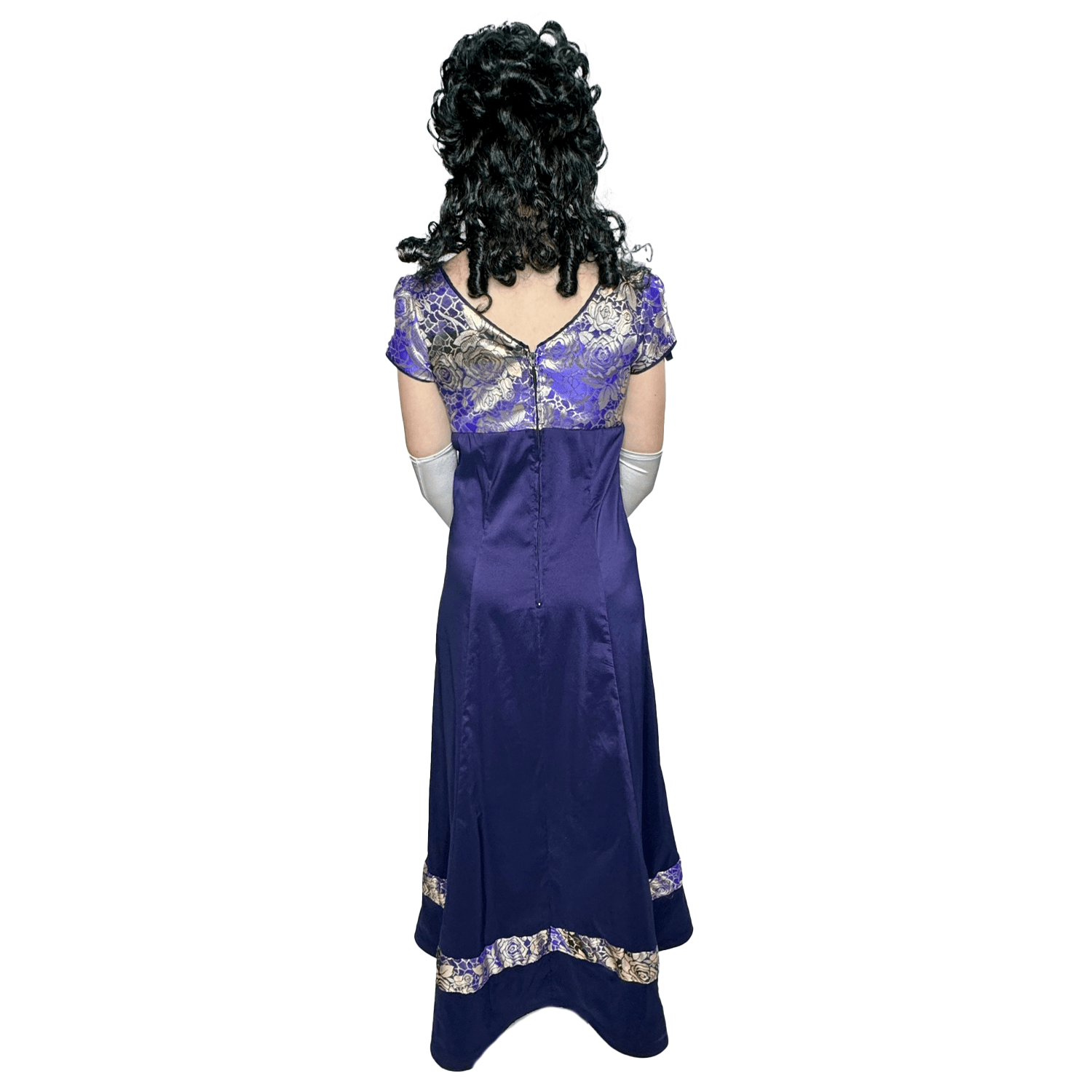 Royal Purple and Gold Floral Regency Empire Dress Adult Costume Rent / Medium / Purple / Gold Royal Purple and Gold Floral Regency Empire Dress Adult Costume Rent / Medium / Purple / Gold