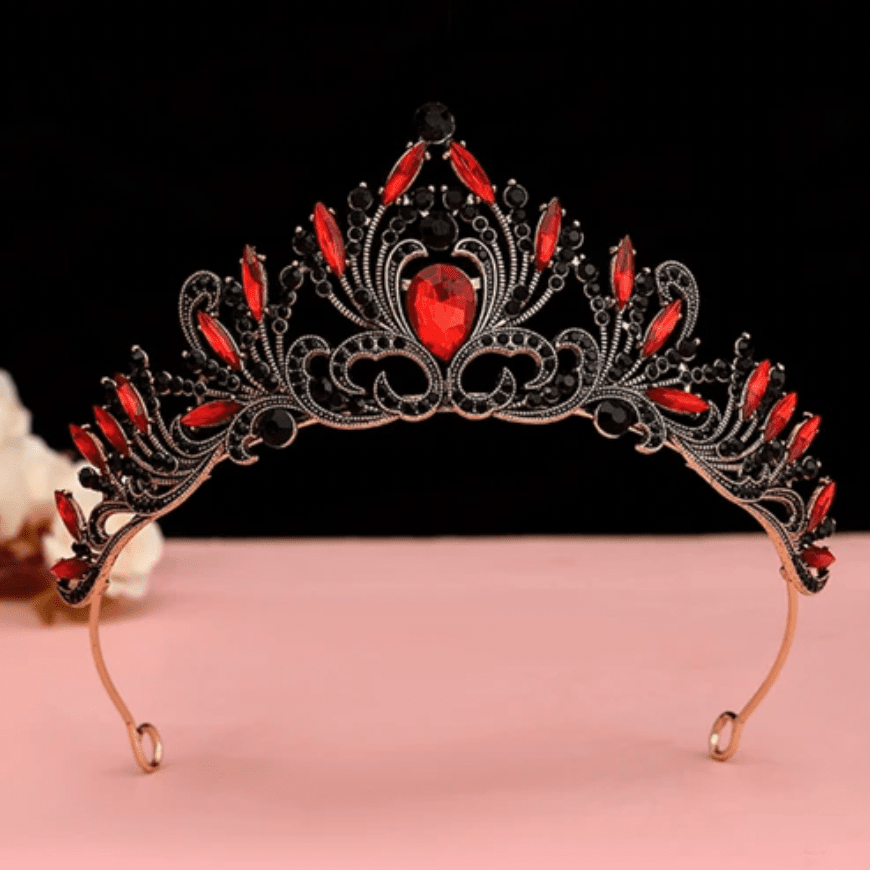 Ruby Red and Black Rhinestone Tiara