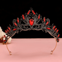 Ruby Red and Black Rhinestone Tiara