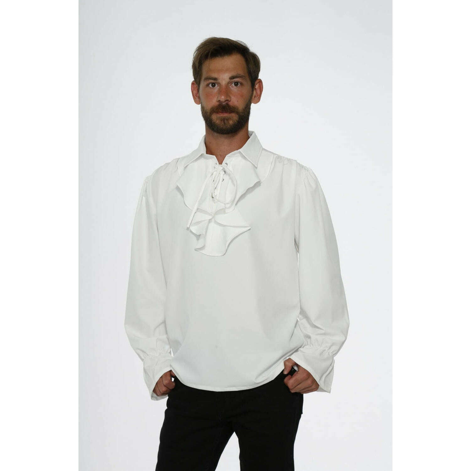 Ruffled Drawstring Swashbuckling Pirate Shirt