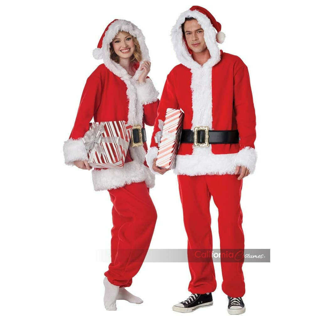 Santa Claus Fleece Unisex Jumpsuit Adult Costume