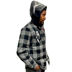 Scream Ghostface Greyscale Flannel Unisex Hoodie