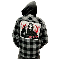 Scream Ghostface Greyscale Flannel Unisex Hoodie