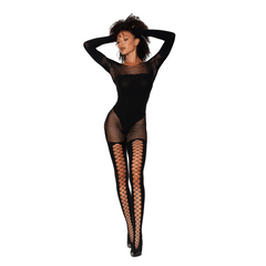 Seamless Opaque Teddy Fishnet Bodystocking