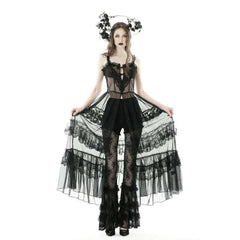 Seductive Goth Transparent Mesh Lace Maxi Dress