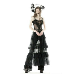 Seductive Goth Transparent Mesh Lace Maxi Dress