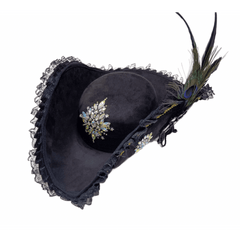 Shimmery Rhinestone Black Tricorn Pirate Hat