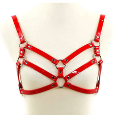 Shiny Patent Double Strap Bra Harness & Choker Set