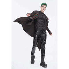 Shiny Vegan Leather Side Laced Men's Skinny Pants