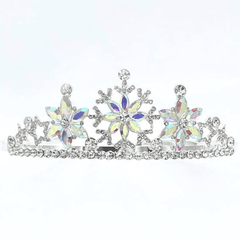 Silver Flower Shaped Rhinestone Tiara