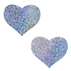 Silver Glitter Hearts Nipple Pasties