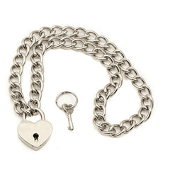 Silver Heart Lock Cuban Chain