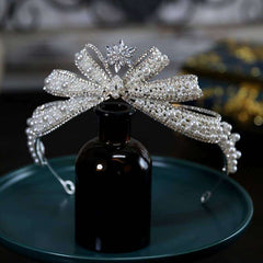 Silver Pearly Ribbon Tiara