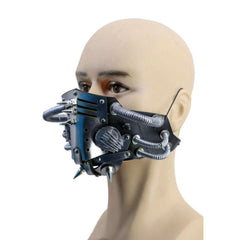 Silver Punk Spikes & Tubes Gas Mask