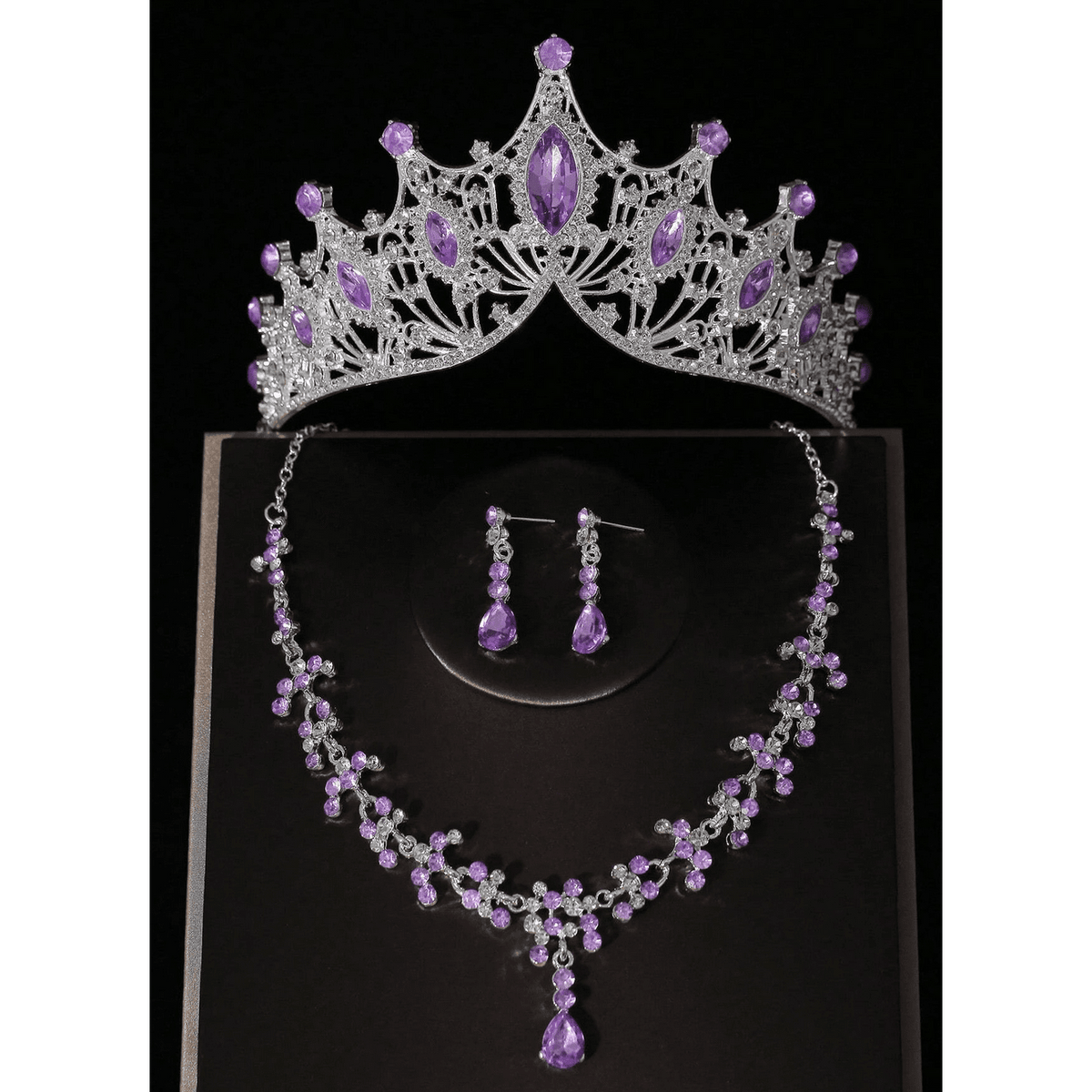 Silver Purple Crown Set