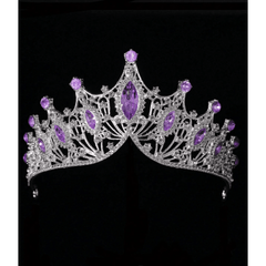 Silver Purple Crown Set