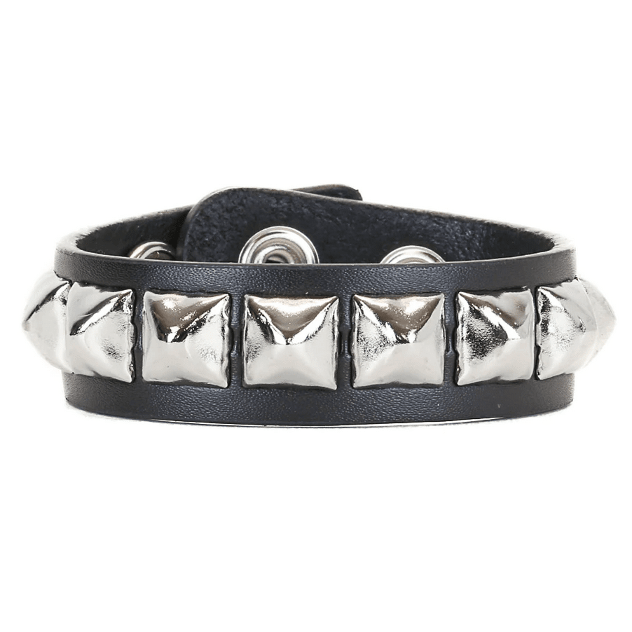 Pyramid Snap Code Silver Pyramid Studded Snap Bracelet – AbracadabraNYC