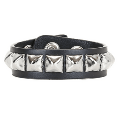 Silver Pyramid Studded Snap Bracelet