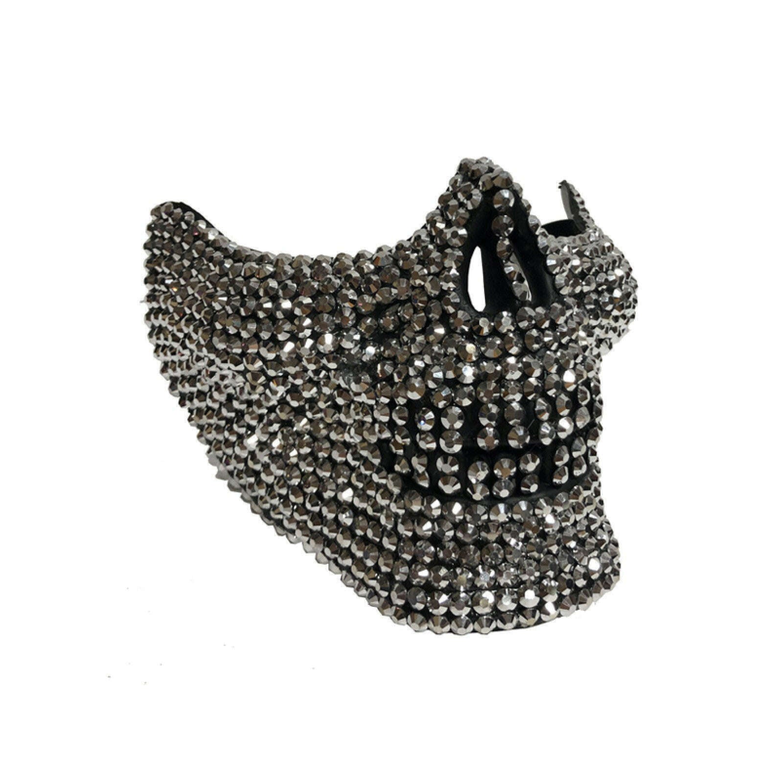 Silver Rhinestone Skull Half Mask – AbracadabraNYC
