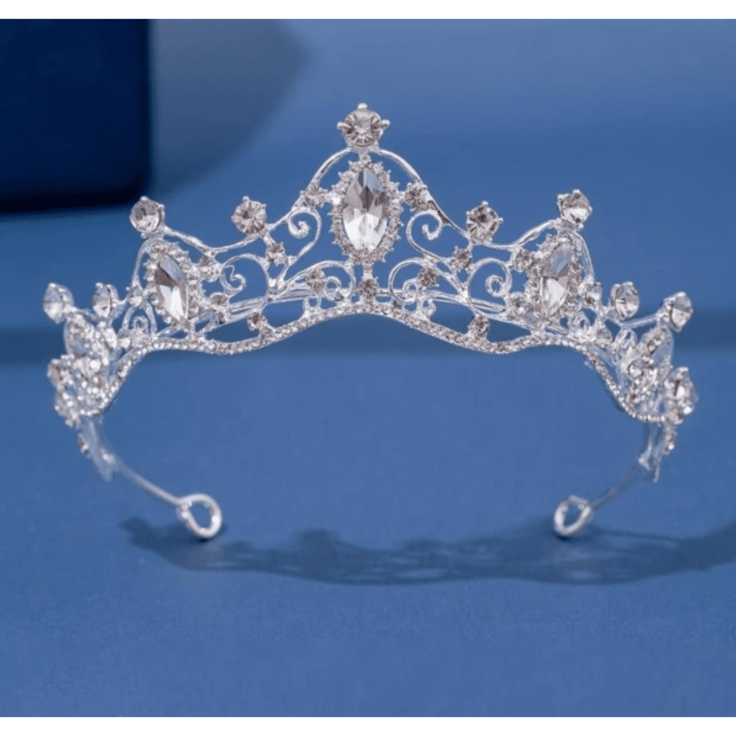 Silver Rhinestone Wavy Pattern Tiara