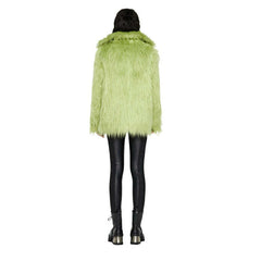 Simple Punk Green Faux Fur Coat