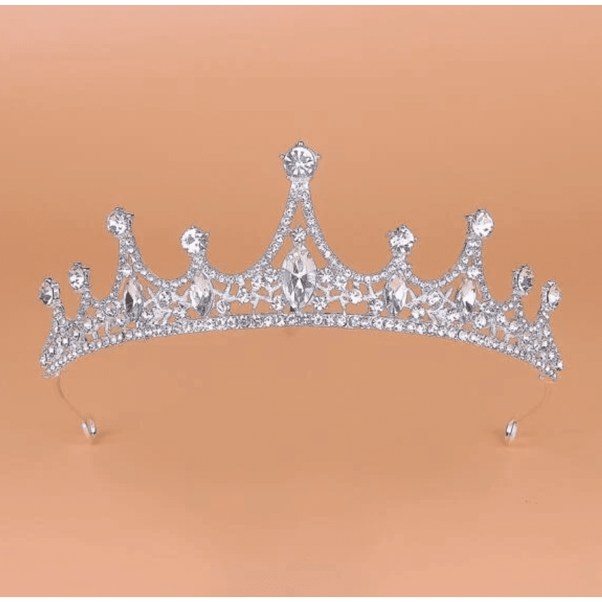 Simple Silver Rhinestone Royal Pointed Tiara