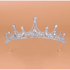 Simple Silver Rhinestone Royal Pointed Tiara