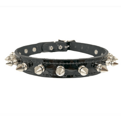 Skinny Spiked Patent Leather Choker