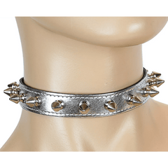 Skinny Spiked Patent Leather Choker