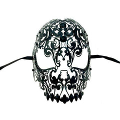 Skull Laser-Cut Black Metal Diamond Mask