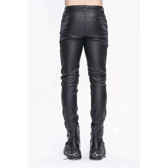 Slim Fit Pleather Studded Knee Men's Pants