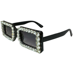 Small Rectangular Rhinestone Elton Sunglasses