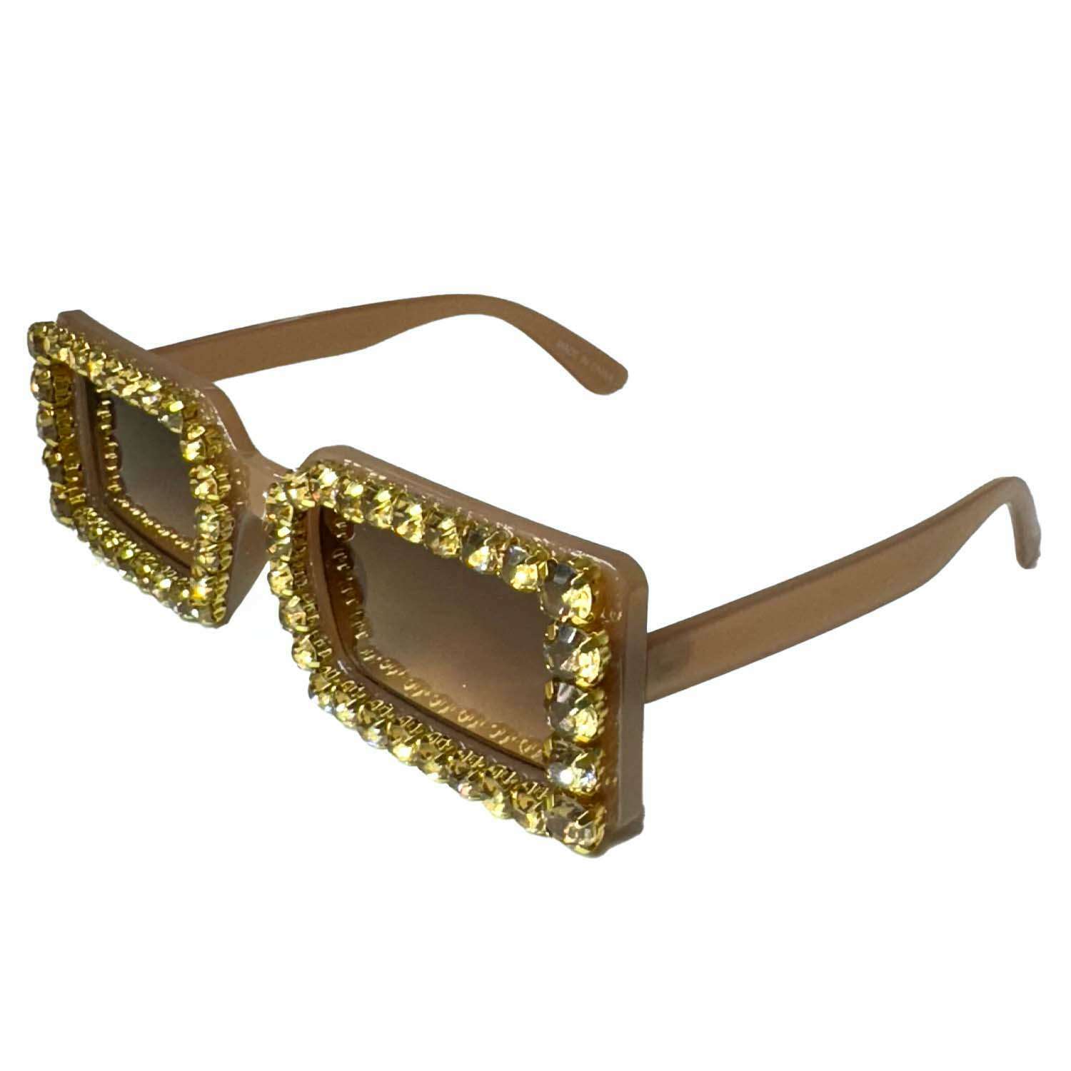 Small Rectangular Rhinestone Elton Sunglasses