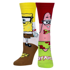 Spongebob & Patrick Nerd Crew Length Socks