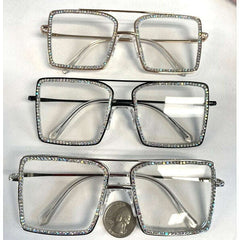 Square Gem Frame Glasses