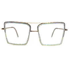 Square Gem Frame Glasses