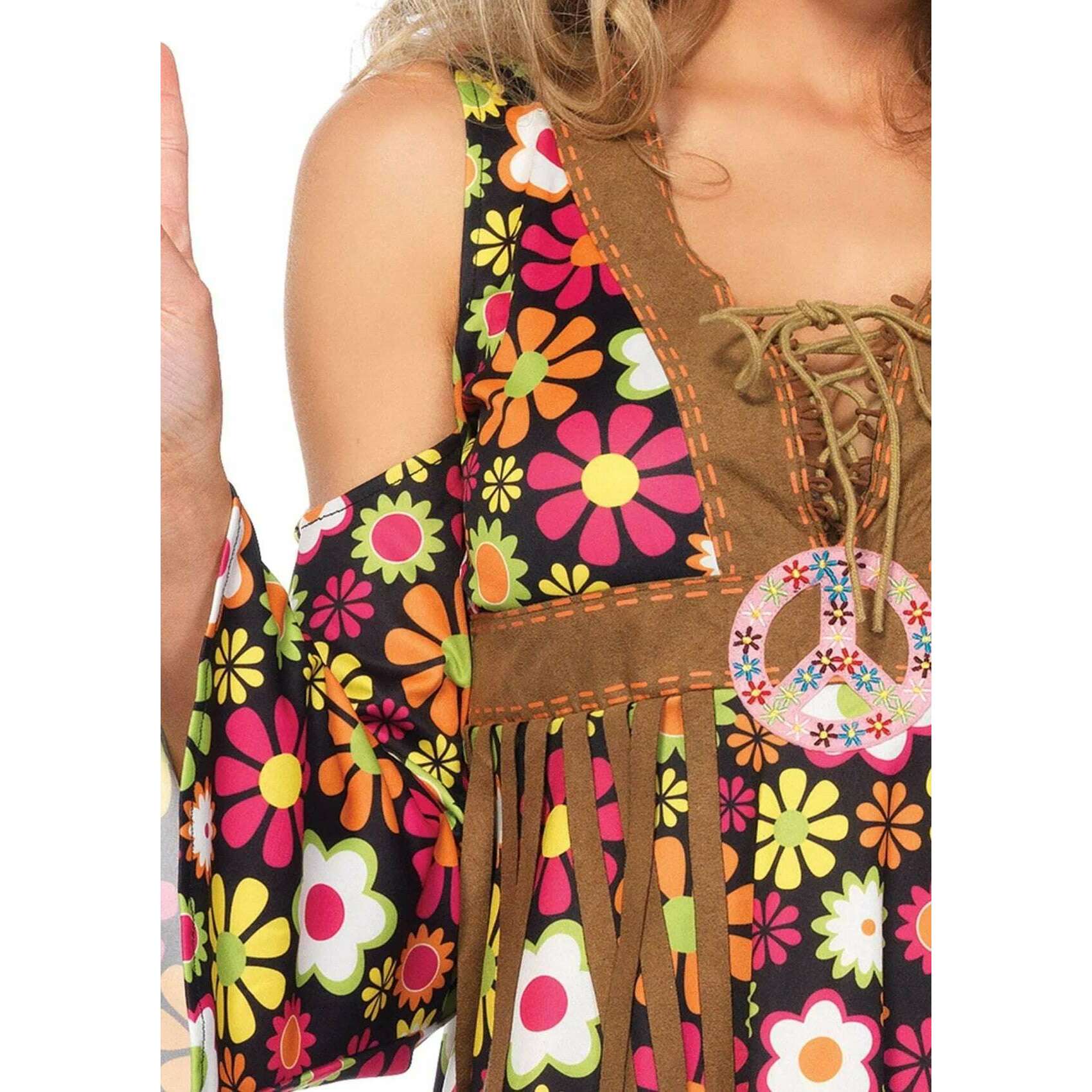 long hippie dress costume Women's Woodstock Hippie Costume Dress | Adult | Womens | S | Green/Pink/Purple
