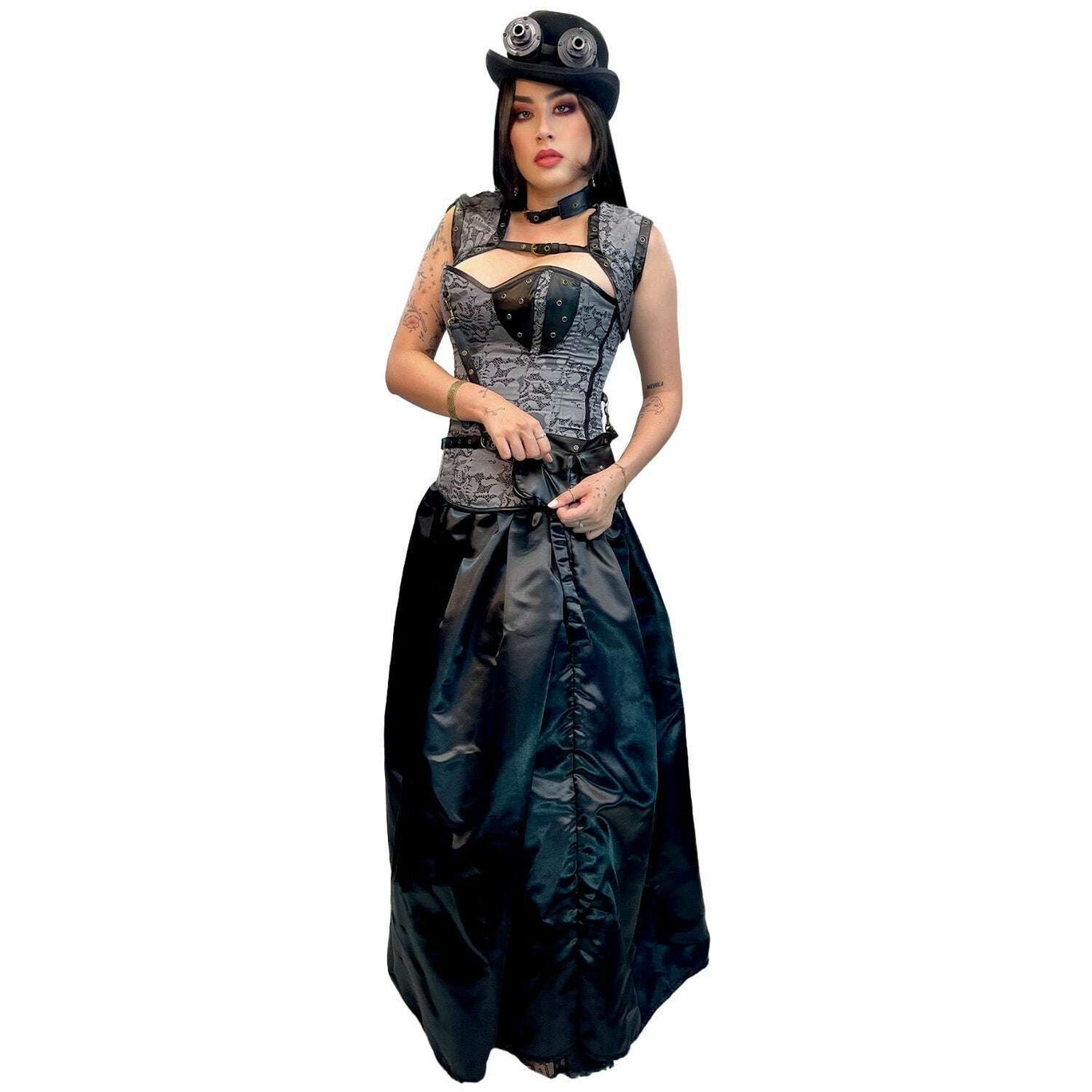steampunk victorian corset women's dark blue and black angel dress Fierce Black Swan Tutu Corset Adult Costume Rent / Medium main image 1