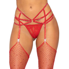 Strappy Elastic Rhinestone Garter Belt