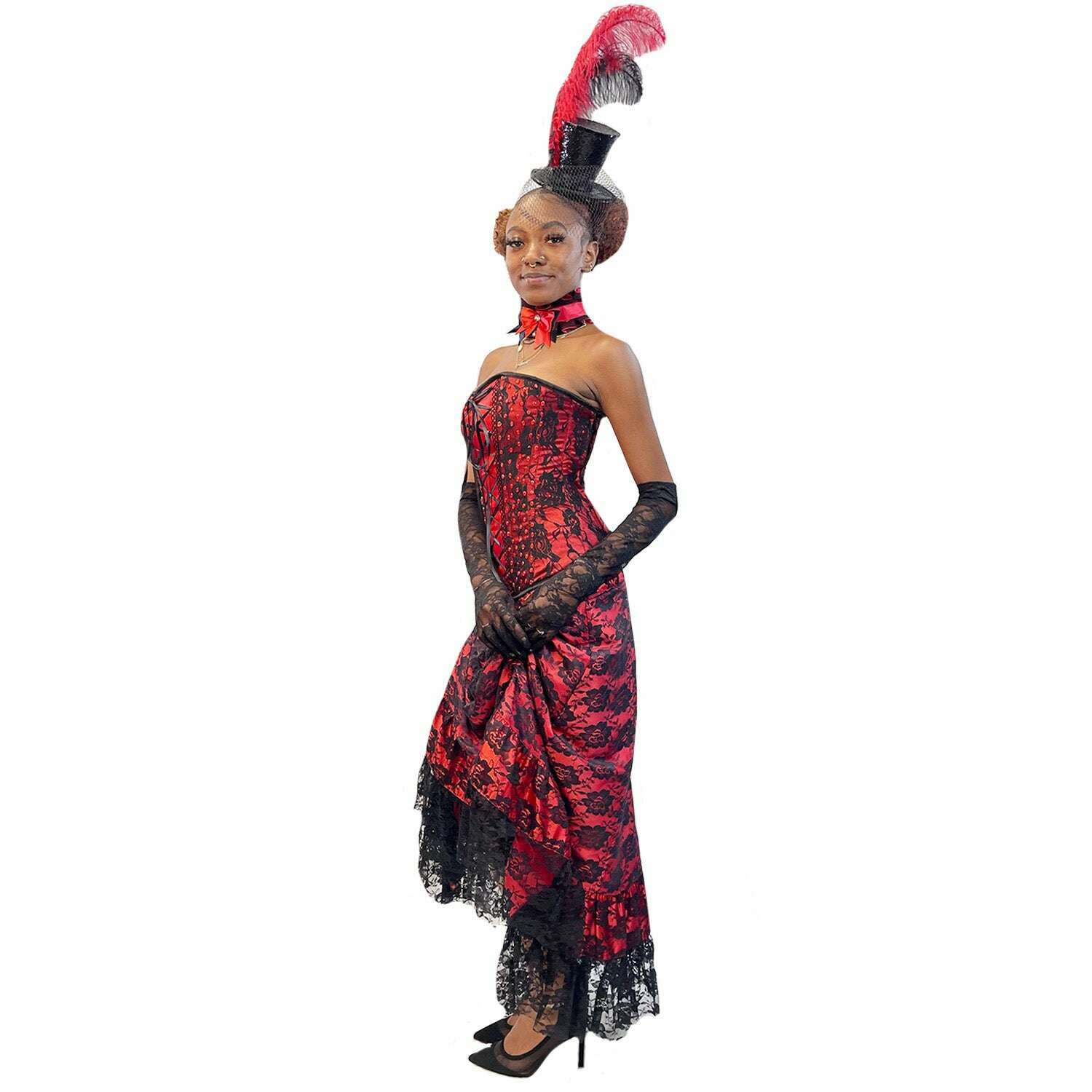 Stunning Satin and Rhinestone Ruby Red Burlesque Adult Costume Rent / Small Stunning Satin and Rhinestone Ruby Red Burlesque Adult Costume Rent / Small